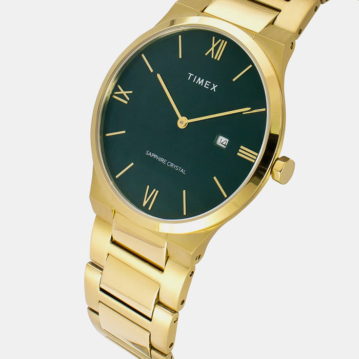 Signio Men Quartz Green Dial Analog Stainless Steel Watch TWEG23605