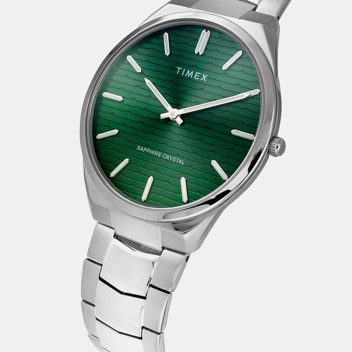 Signio Men Quartz Green Dial Analog Stainless Steel Watch TWEG25800