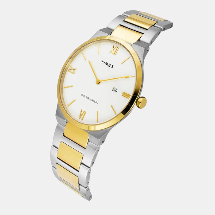 Signio Men Quartz White Dial Analog Stainless Steel Watch TWEG23606