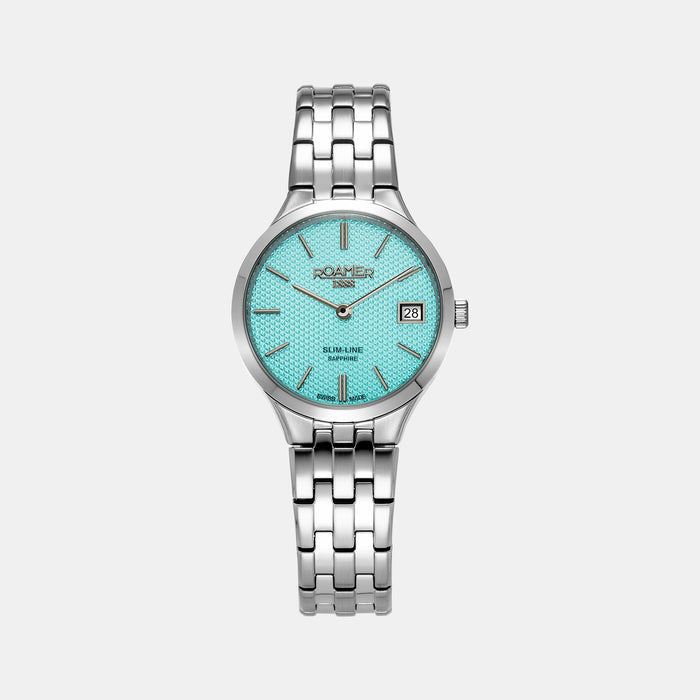 Slim-Line Women Quartz Blue Dial Analog Stainless Steel Watch 512857 41 05 20