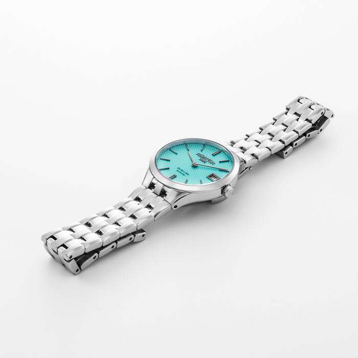 Slim-Line Women Quartz Blue Dial Analog Stainless Steel Watch 512857 41 05 20