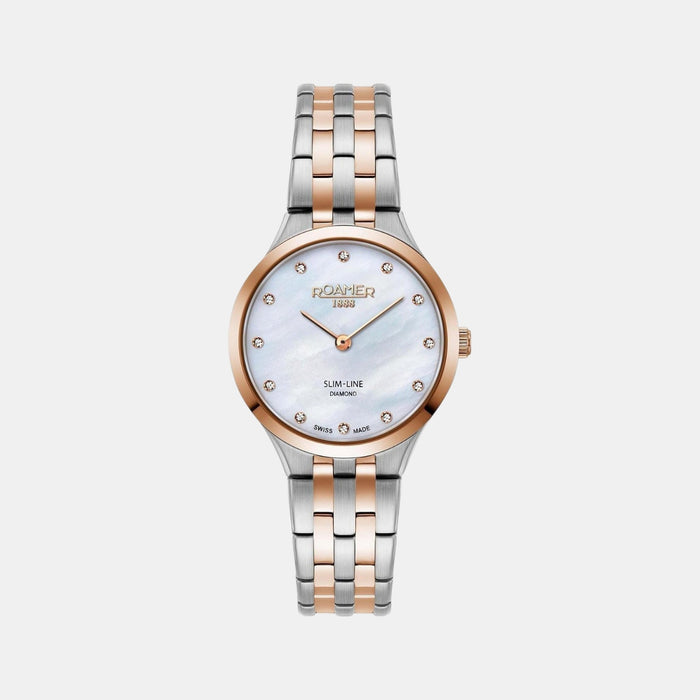 Slim-Line Women Quartz Mother Of Pearl Dial Analog Stainless Steel Watch 512847 49 89 20
