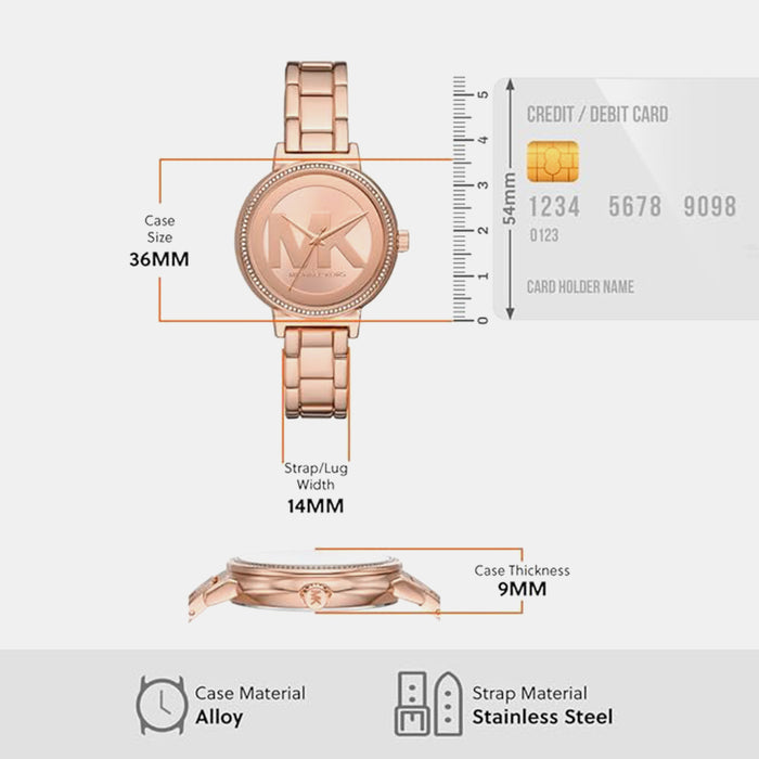 Sofie Women Quartz Rose Gold Dial Analog Stainless Steel Watch MKO1052