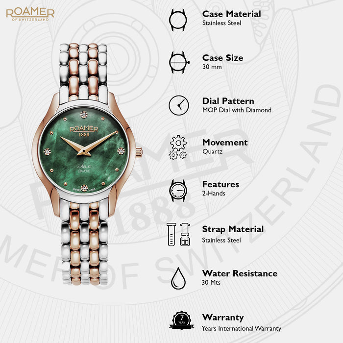 Soleure Women Quartz Mother Of Pearl Dial Analog Stainless Steel Watch 547857 49 75 50