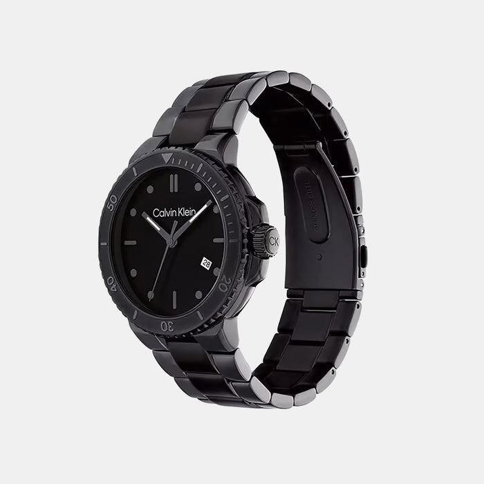 Sport Men Quartz Black Dial Analog Stainless Steel Watch 25200205