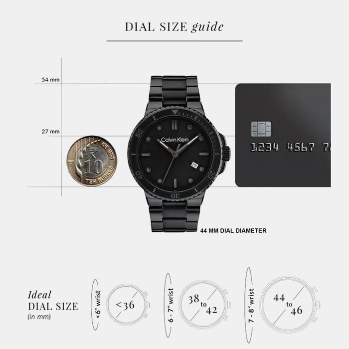 Sport Men Quartz Black Dial Analog Stainless Steel Watch 25200205
