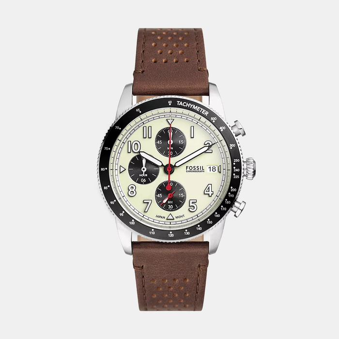 Fossil Round Cream Chronograph watch
