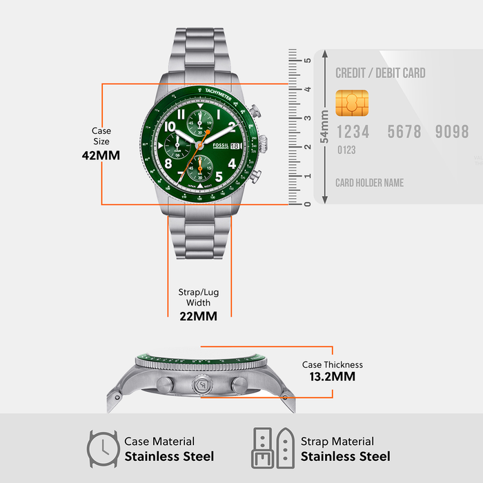 Fossil 42 mm Silver Quartz watch