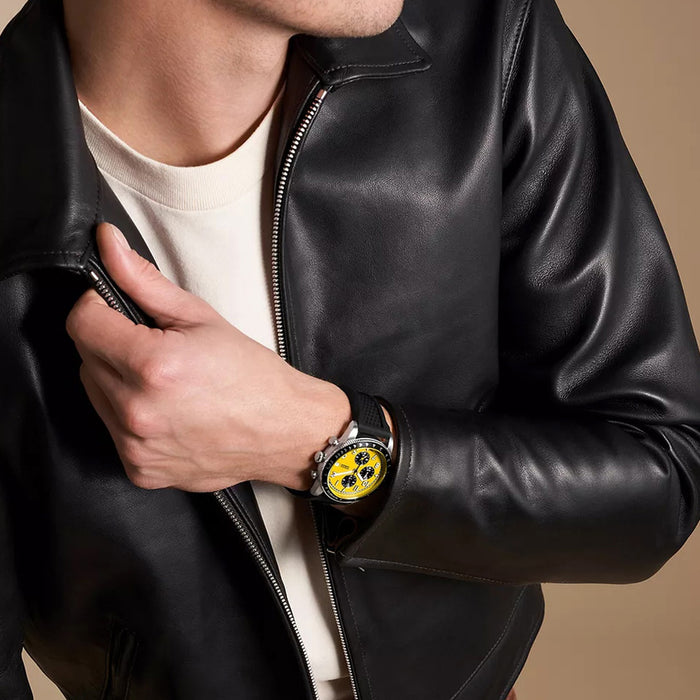 Sport Tourer Men Quartz Yellow Dial Chronograph Silicone Watch FS6044