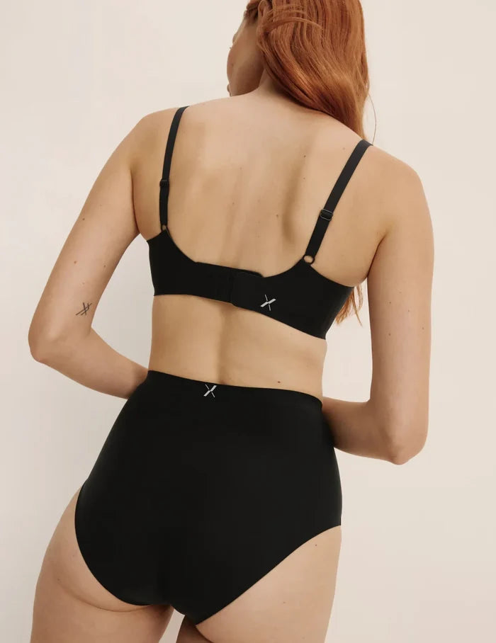 | Front view of model highlighting the coverage and fit | Black