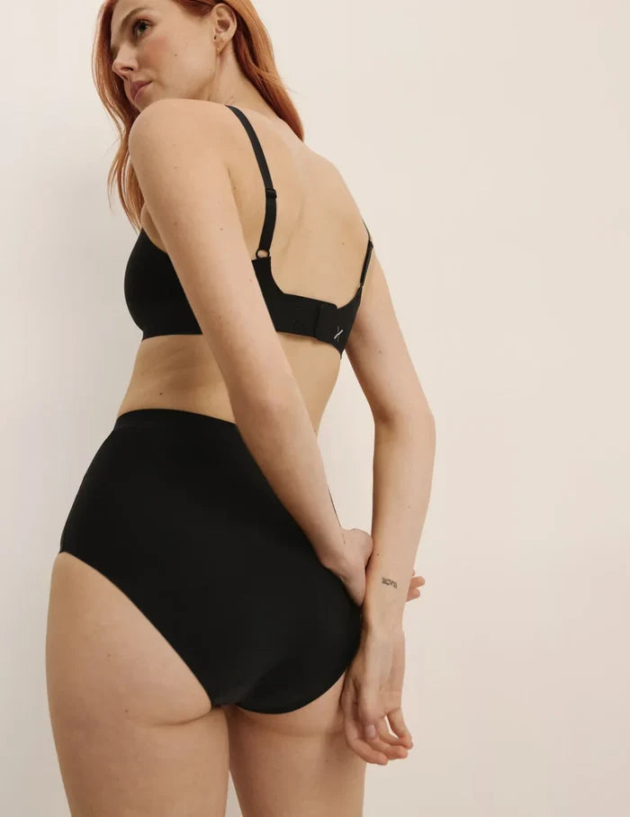 | Front view of model highlighting the coverage and fit | Black