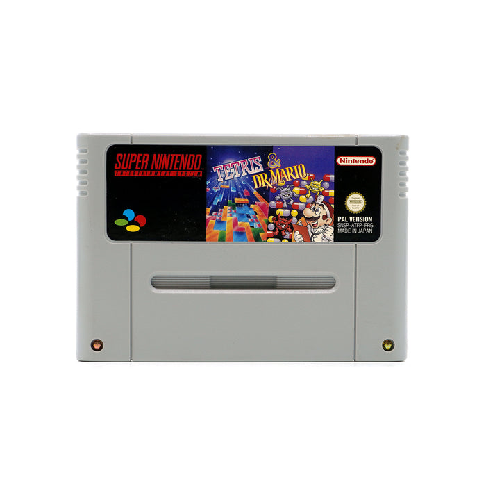 Tetris und Dr. Mario Spiel für SNES in gutem Zustand - Produktfoto Modul vorne