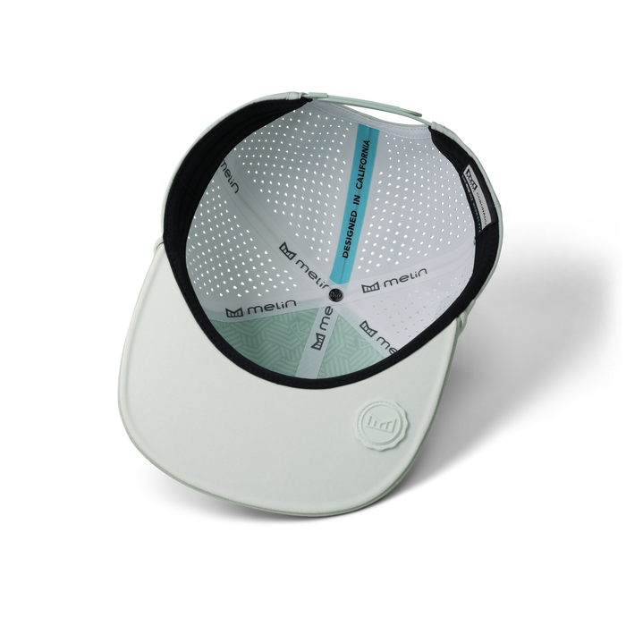 The inside view of the melin Horizon Fit Trenches Hydrolite hat in dusty mint