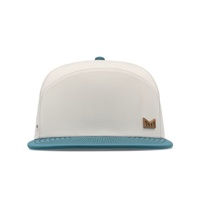 The frontal view of the melin Horizon Fit Trenches Icon Hydro hat in riverwalk