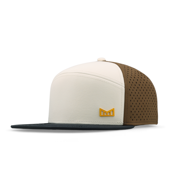 The front, angled view of the melin Trenches Icon Hydro  Horizon Fit in  Yellow Jacket