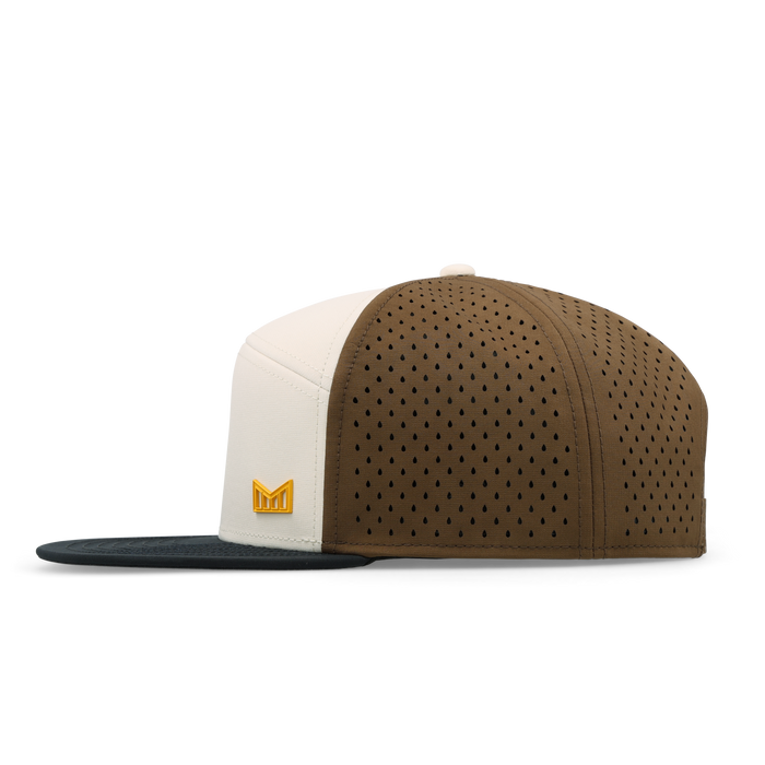 The side view of the melin Trenches Icon Hydro  Horizon Fit in  Yellow Jacket