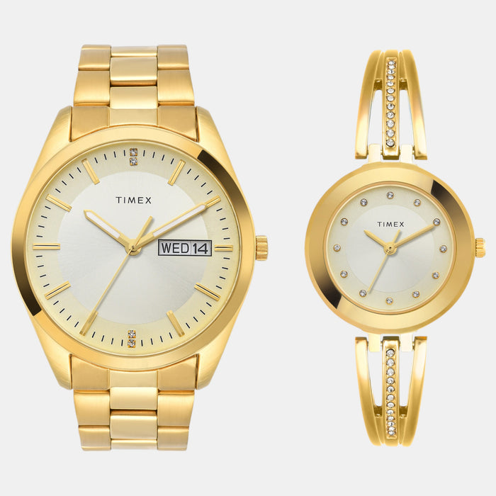 Trendline Couple Quartz Beige Dial Analog Stainless Steel Watch TW00PR307
