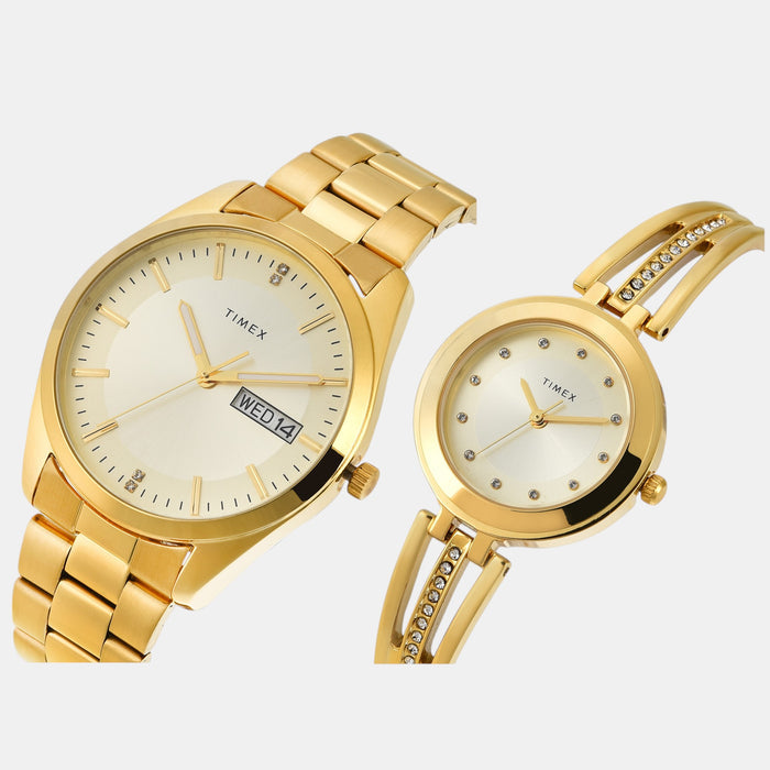 Trendline Couple Quartz Beige Dial Analog Stainless Steel Watch TW00PR307