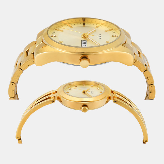 Trendline Couple Quartz Beige Dial Analog Stainless Steel Watch TW00PR307