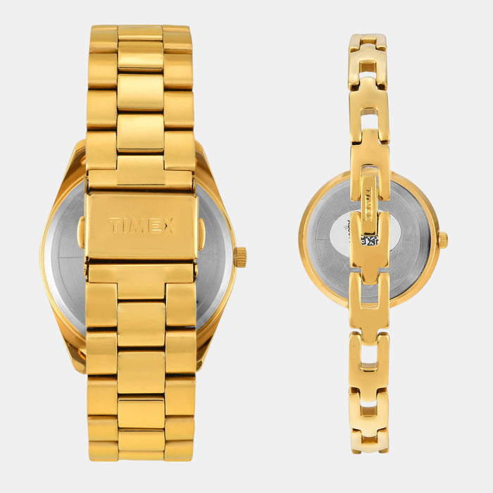Trendline Couple Quartz Beige Dial Analog Stainless Steel Watch TW00PR307