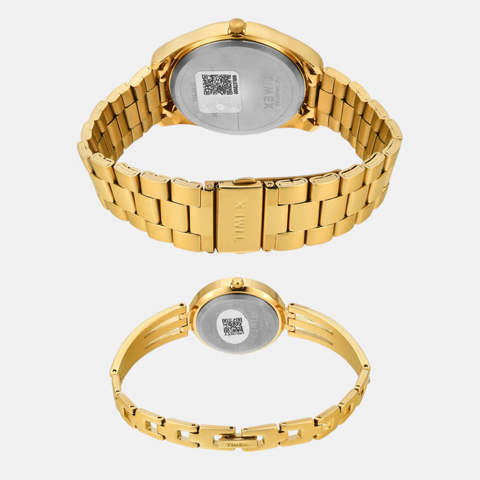 Trendline Couple Quartz Beige Dial Analog Stainless Steel Watch TW00PR307