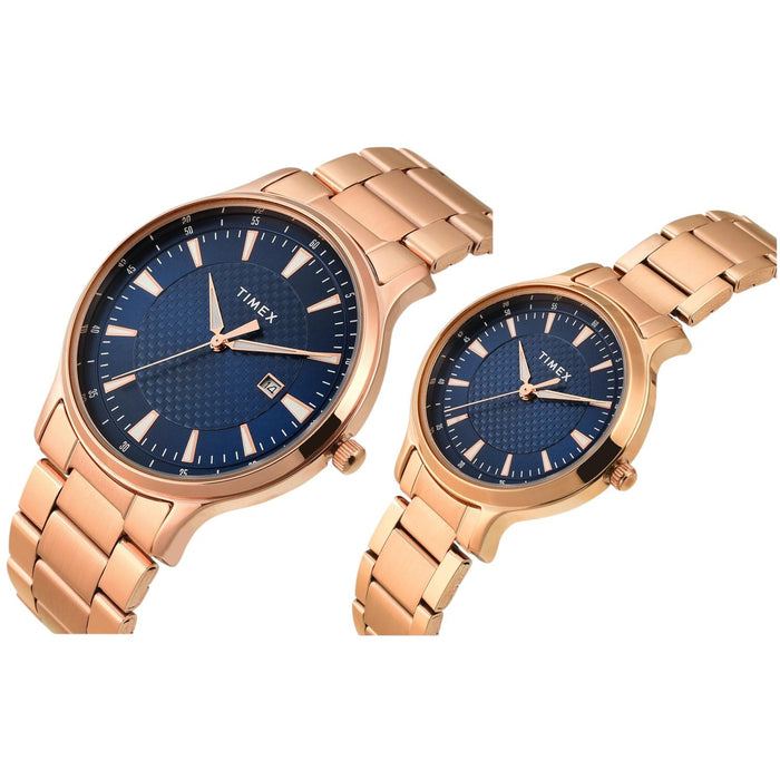 Trendline Couple Quartz Blue Dial Analog Stainless Steel Watch TW00PR322