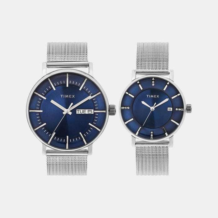 Trendline Couple Quartz Blue Dial Analog Stainless Steel Watch TW00PR323