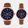 Trendline Couple Quartz Blue Dial Multi-Function Leather Watch TW00PR302