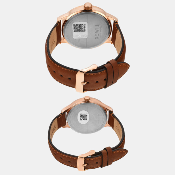 Trendline Couple Quartz Blue Dial Multi-Function Leather Watch TW00PR302