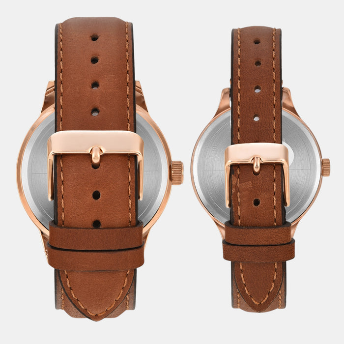 Trendline Couple Quartz Blue Dial Multi-Function Leather Watch TW00PR302