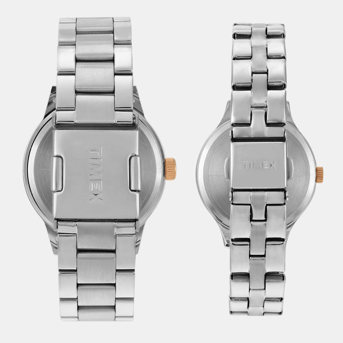 Trendline Couple Quartz Blue Dial Multi-Function Stainless Steel Watch TW00PR305