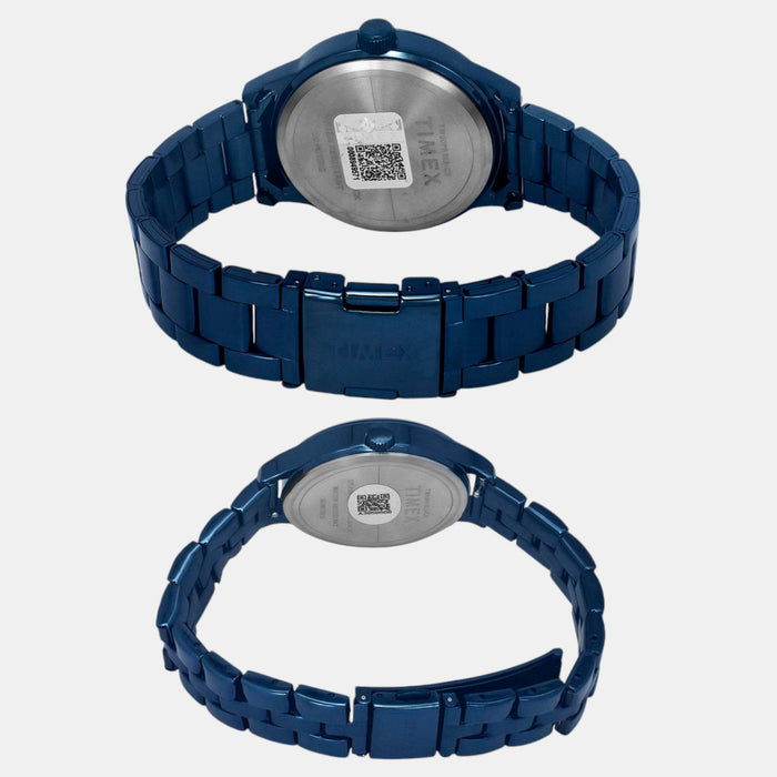 Trendline Couple Quartz Blue Dial Multi-Function Stainless Steel Watch TW00PR313