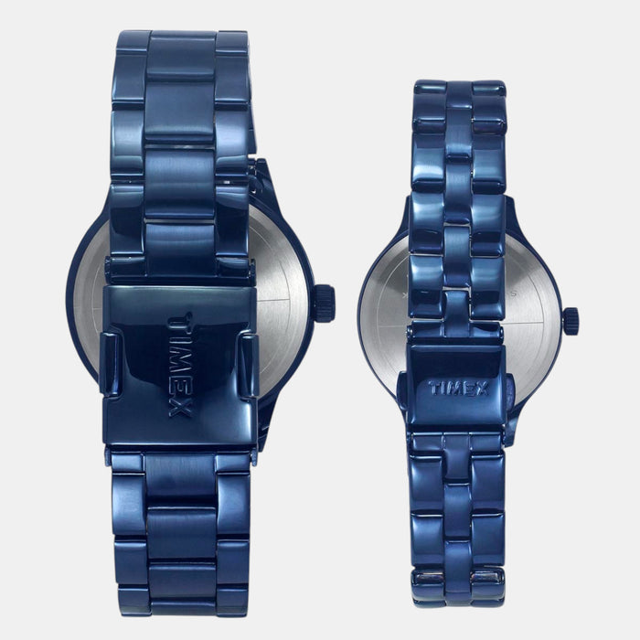 Trendline Couple Quartz Blue Dial Multi-Function Stainless Steel Watch TW00PR313