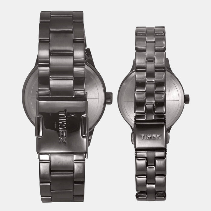 Trendline Couple Quartz Burgundy Dial Multi-Function Stainless Steel Watch TW00PR314