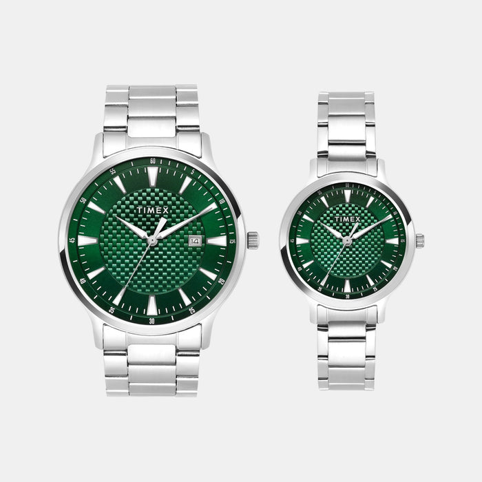 Trendline Couple Quartz Green Dial Analog Stainless Steel Watch TW00PR321