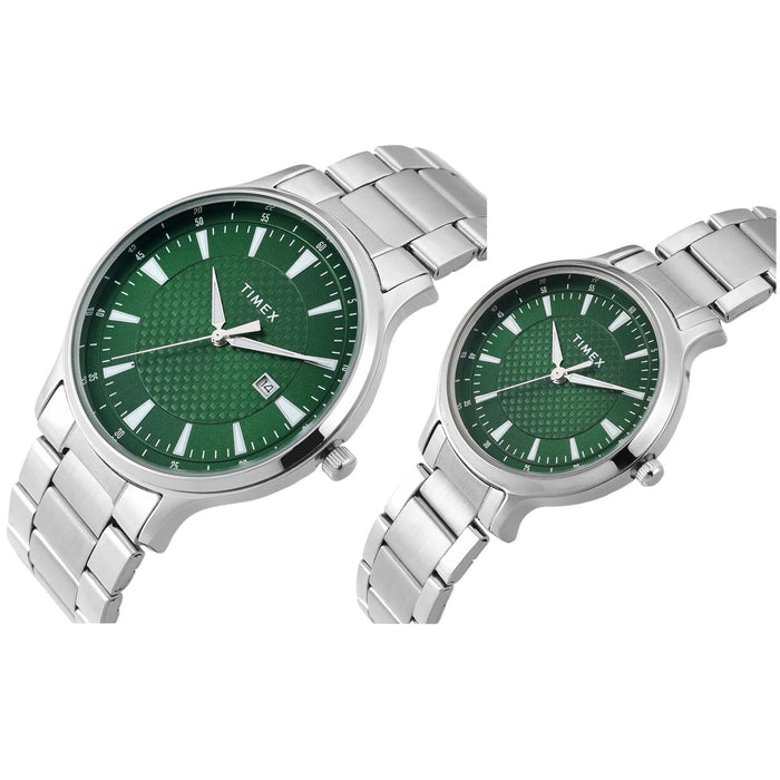 Trendline Couple Quartz Green Dial Analog Stainless Steel Watch TW00PR321