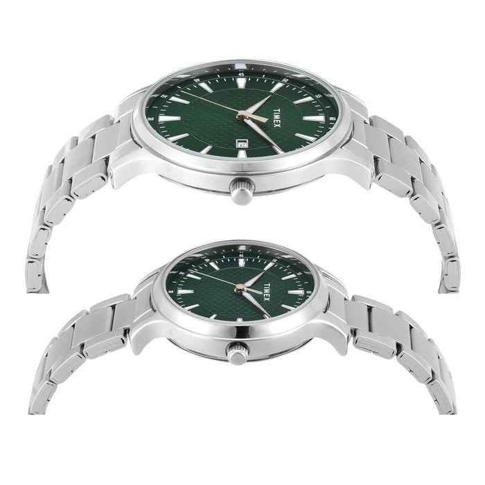 Trendline Couple Quartz Green Dial Analog Stainless Steel Watch TW00PR321