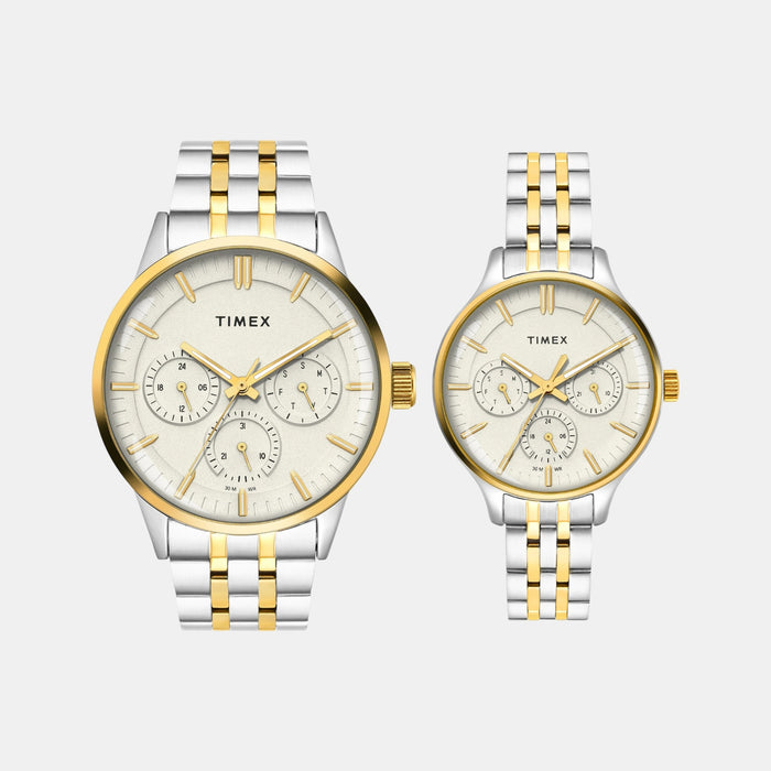 Trendline Couple Quartz Grey Dial Multi-Function Stainless Steel Watch TW00PR317