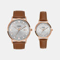 Trendline Couple Quartz Silver Dial Analog Leather Watch TW00PR320