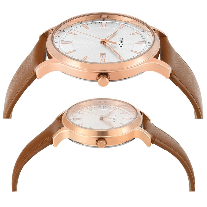 Trendline Couple Quartz Silver Dial Analog Leather Watch TW00PR320