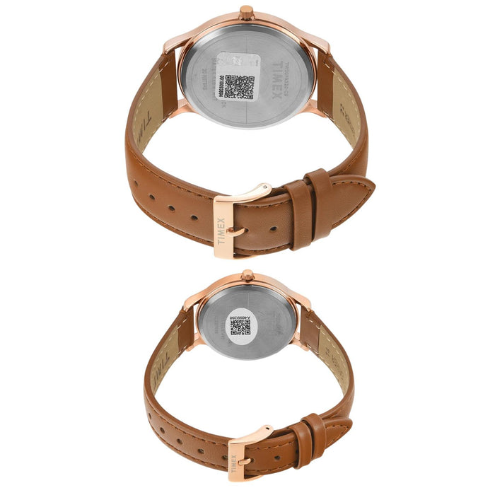 Trendline Couple Quartz Silver Dial Analog Leather Watch TW00PR320