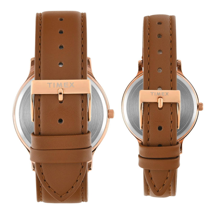 Trendline Couple Quartz Silver Dial Analog Leather Watch TW00PR320