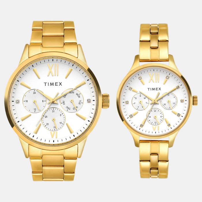 Trendline Couple Quartz Silver Dial Multi-Function Stainless Steel Watch TW00PR303
