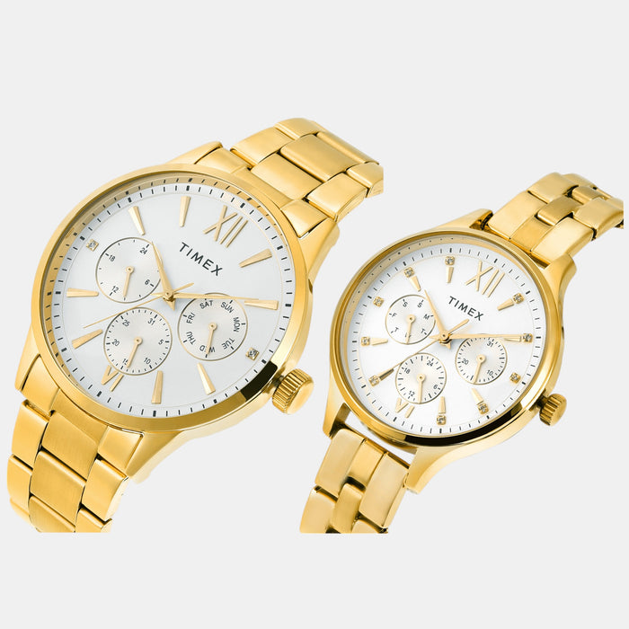 Trendline Couple Quartz Silver Dial Multi-Function Stainless Steel Watch TW00PR303
