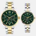 Trendline Couple Quartz Teal Dial Multi-Function Stainless Steel Watch TW00PR315