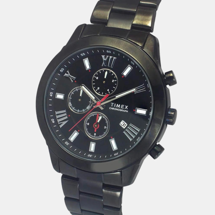 Trendline Men Quartz Black Dial Multi-Function Stainless Steel Watch TWEG18518
