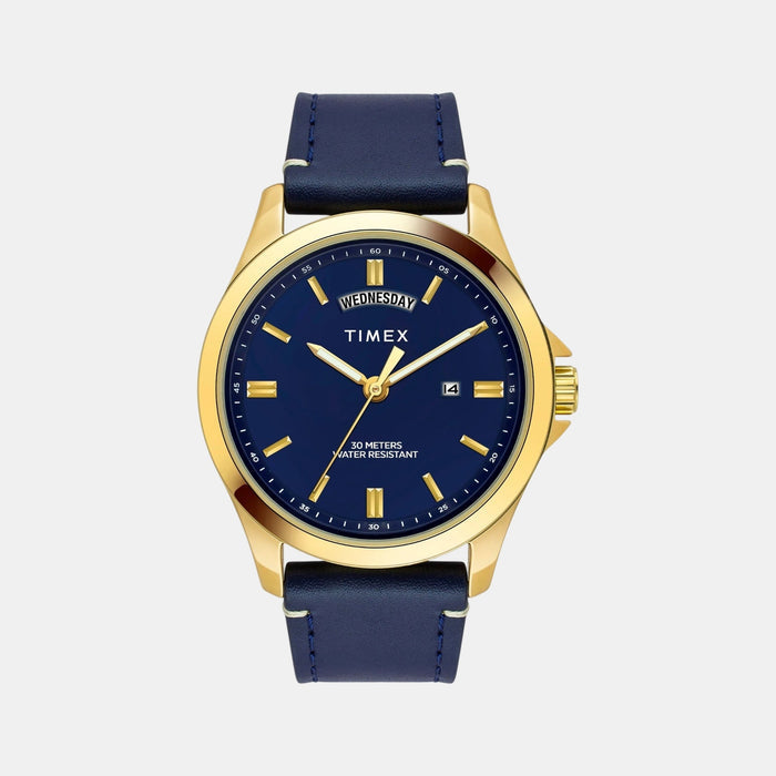 Trendline Men Quartz Blue Dial Analog Leather Watch TW000X140