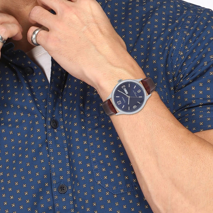 Trendline Men Quartz Blue Dial Analog Leather Watch TWEG18400