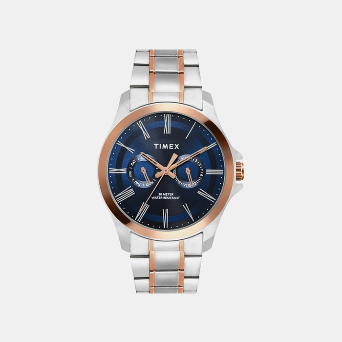 Trendline Men Quartz Blue Dial Multi-Function Stainless Steel Watch TW000X131