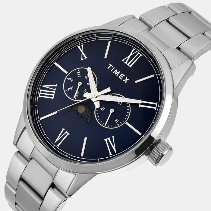 Trendline Men Quartz Blue Dial Multi-Function Stainless Steel Watch TWEG19944